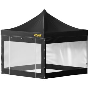 304.8 X 304.8 Cm Pop Up Canopy Tent, Outdoor Patio Gazebo Tent With Removable Sidewalls And Wheeled Bag, UV Resistant Waterproof Instant Gazebo Shelter For Party, Garden, Backyard, Black